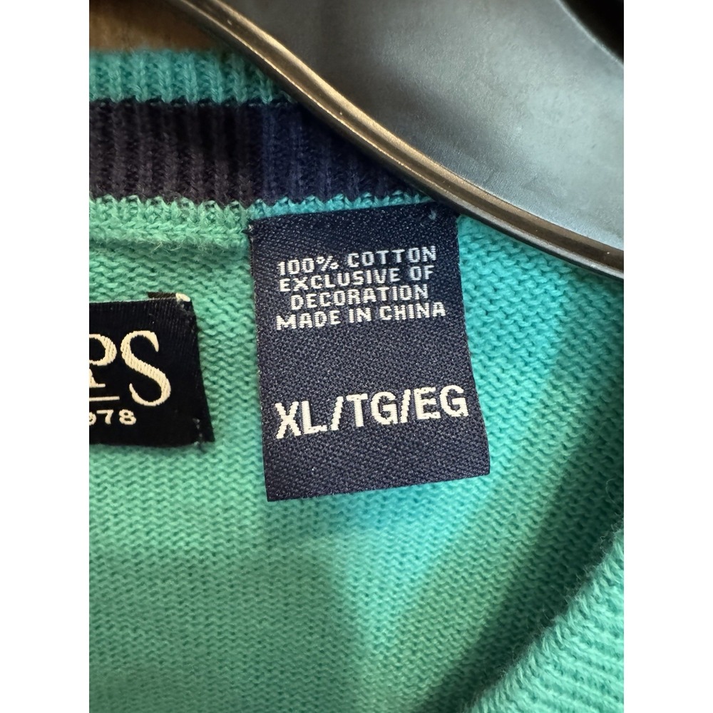 Chaps Men's XL Sweater‎ Vest Aqua Blue Diamond Knit Pullover Sleeveless Classic - Picture 3 of 7